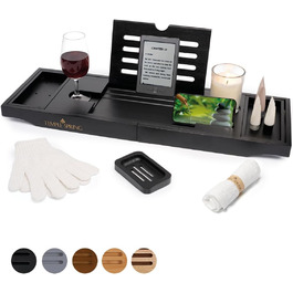 Підставка для ванни Temple Spring з дерева, чорна: органайзер для ванни, аксесуари для ванної кімнати