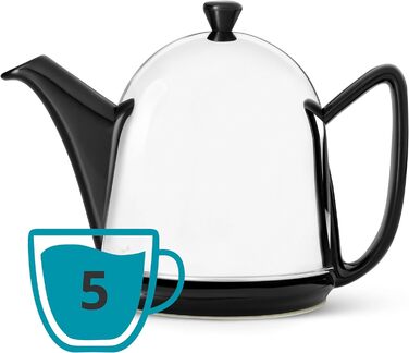 Маленький чорний керамічний чайник Bredemeijer 1,0 л з блискучою витяжкою з нержавіючої сталі чорний 1,0 л