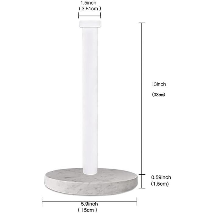 Тримач для паперових рушників на стільницю з мармуровою підставкою для кухні та ванної кімнати, білий