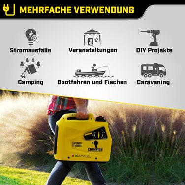 Генератор Champion 8200i-E-DF-EU: бензин/газ, 2000 Вт, інверторний, LED-дисплей, тихий, Dual Fuel