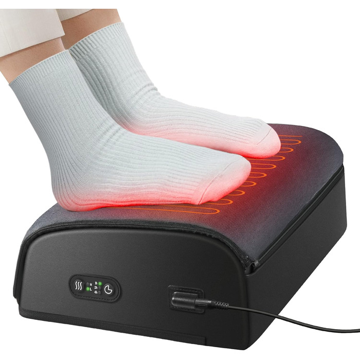 Підставка під ноги Comfier для столу, 2 режими температури (до 60°C), ергономічна підставка під ноги для офісу/дому, 2 регульовані висоти, 44x13x28 см