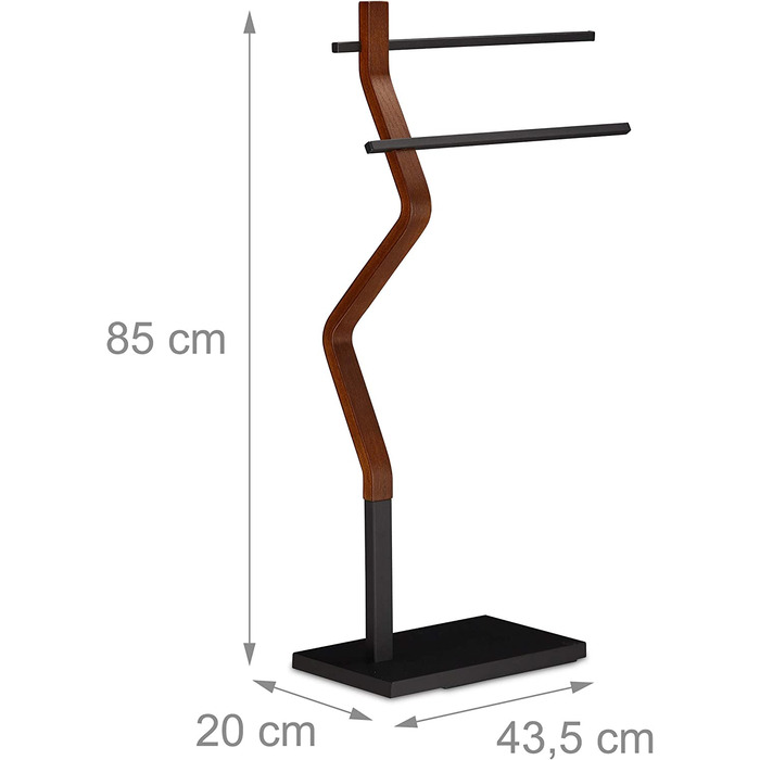 Рушникосушка Relaxdays, 2 шт. анги, для рук і кухонних рушників, дерево та метал, чорний/коричневий