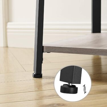 Стійка для одягу VASAGLE з 8 гачками, 4 полицями та вішалкою, металевий каркас, для шалей, курток, сумок, для прихожого, золотий дуб + білий колір (Greige Meliert + Tintenschwarz)