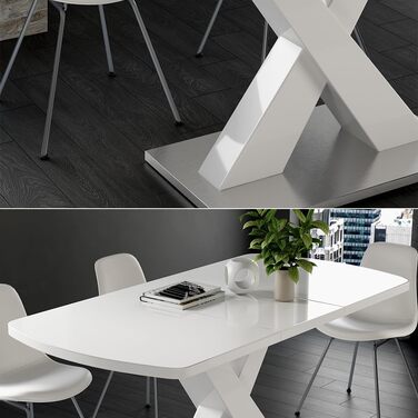 Розсувний обідній стіл Vicco Chinto, 120-160 x 80 см, чорний/білий