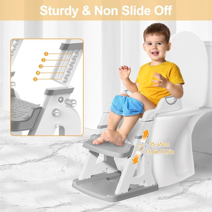 Дитячий унітаз-сходинка з сидінням, складаний 2-в-1, нековзний, з м'яким сидінням, захист від бризок, для дітей 1-7 років