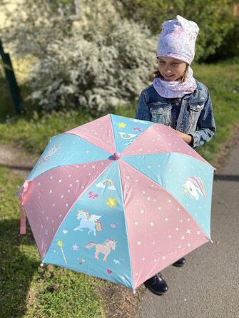 Парасолька для дітей, що змінює колір - багато мотивів - змінює колір під дощем - кишенькова парасолька - штормостійка - подарунки на вступ до школи - дерев'яна ручка