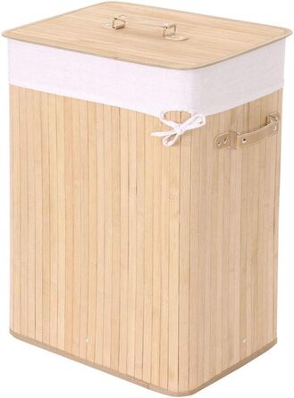 Кошик для білизни HWC-C21, Ящик для білизни Контейнер для білизни Контейнер для білизни, бамбук 643x32см 70л - натуральний натуральний 61 x 43 x 32 см