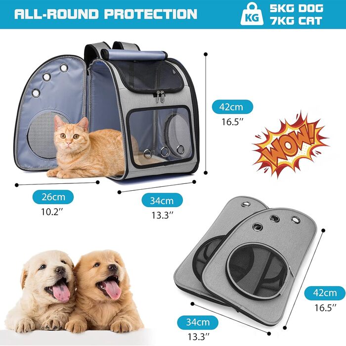 Рюкзак для тварин PETCUTE, дихаючий, складаний, для маленьких собак та котів (50 символів)