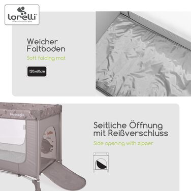 Lorelli Babybett und Laufstall Moonlight 2 в 1: дитяче ліжко-манежа з боковим входом, для дітей до 15 кг, розкладне, з транспортною сумкою, рожевий колір