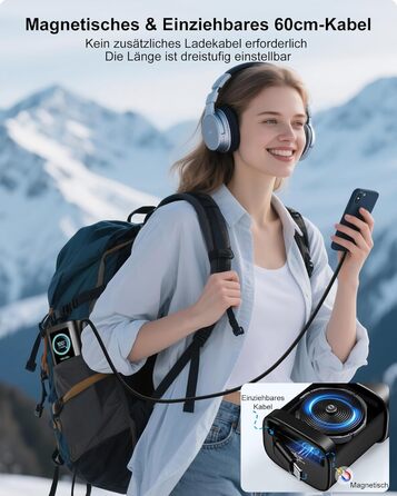 Power Bank AsperX 20000mAh, 165W, 2x USB-C (100W), для ноутбуків, iPhone, MacBook, Samsung, вбудований кабель 60см, TFT-дисплей