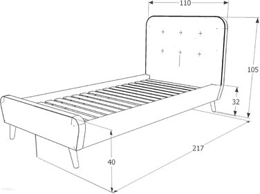 Ліжко TIFFANY 90X200 сіре/дуб TAP.57