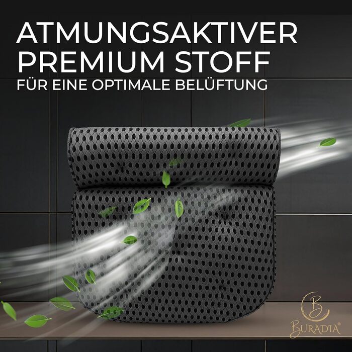 Подушка для ванни з сіткою для прання - Максимальний комфорт та розслаблення з новітньою технологією Air Mesh - Подушка для ванни з 7 потужними присосками - Подушка для шиї/голови (Сірий)