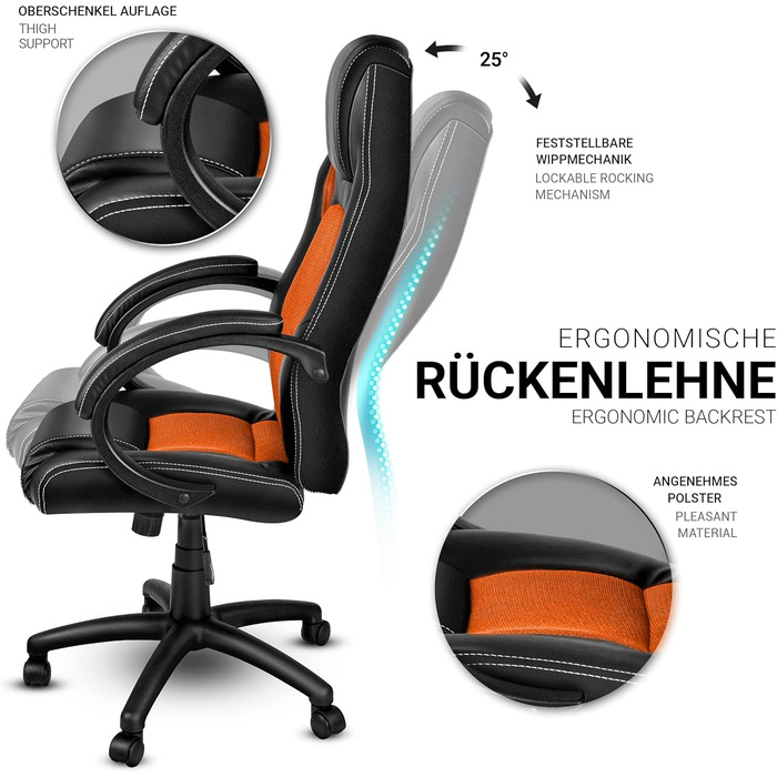 Офісне крісло TRESKO Racing Executive Chair, 14 кольорів, м'які підлокітники, кулісний механізм, протестовано SGS