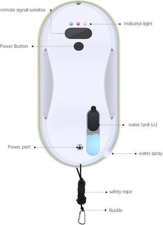 Робот для миття вікон, 5600Pa, з подвійною насадкою, інтелектуальна навігація, розпізнавання країв, функція розпилення, для всіх гладких поверхонь, 10 мікрофібрових серветок