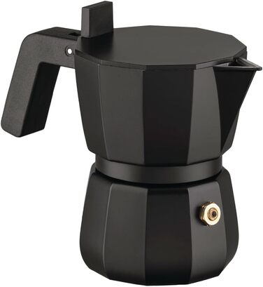 Кавоварка гейзерна Alessi Moka DC06/6 B - 1чашка, чорний колір, з алюмінію