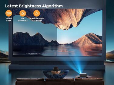 YABER Beamer: проєктор для домашнього кіно, 1080P Full HD, підтримка 4K, автофокус та корекція Keystone