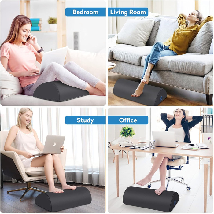 Підставка для ніг StepLively ергономічна, для офісу, авто та ігрового крісла, сіра, стандартна (17 дюймів)