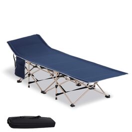 Розкладне кемпінгове ліжко Outsunny Camp Bed з сумкою для зберігання, сталь і оксфорд, синій, 190x68x52см| Аосом