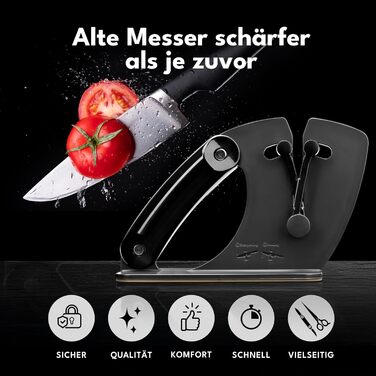 Точилка для ножів LEBENLANG Profi: 15-45 градусів, рухома V-подібна леза для грубого та тонкого заточування ножів та ножиць | Професійна точилка для ножів