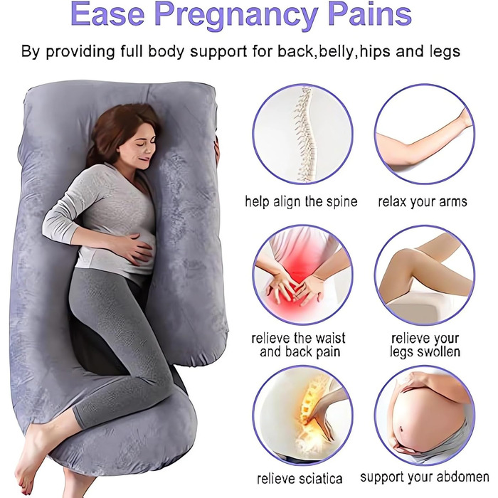 Подушка для вагітних U-подібної форми, тілоподібна подушка для сну, підтримка спини, стегон, ніг та живота