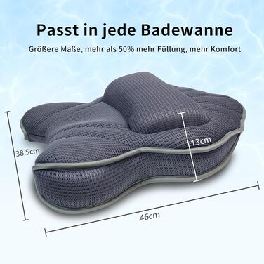 Подушка для ванни Poemland Extra Dickes - велика, з підтримкою шиї, спини та голови. Для ванни, спа, релаксації (сіра)