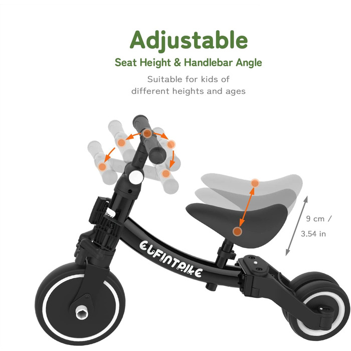 Бесрей 5-в-1 Дитячий Біговел-Трохоліг для Малюків 1-4 Років (Чорний)