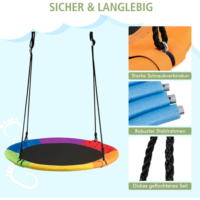 Шоукель DREAMADE для саду: регульована висота, діаметр 100 см, до 150 кг, для дітей та дорослих (кольоровий)