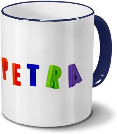 Кружка з ім'ям Петра - Магнітні літери - Кружка, Чашка для кави - Синій (60 символів)