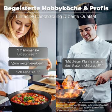 Сковорода з чавуну для індукційних плит, нешліфована, універсальна, 24 см - Сковорода з чавуну преміум-якість, антипригарна, для індукції