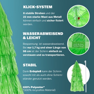 Парасолька Hawaii Green Ø160см Захист від ультрафіолету 30+