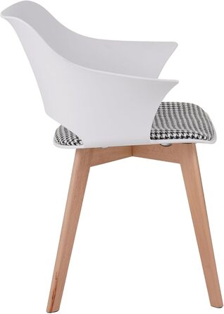 Набір з 4-х стільців Albatros для їдальні, Aalborg, білий - дерев'яні ніжки з масиву буку, скандинавський ретро-дизайн, зручний стільчик-чаша, елегантний кухонний стілець для обіднього столу