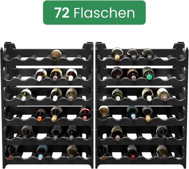 Стеллаж для вина ARTECSIS на 72 пляшки, стелаж для напоїв, чорний, з пластику, модульний, для ресторану