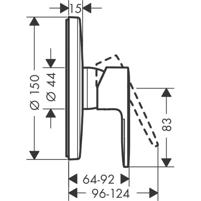 Змішувач для ванни Hansgrohe Vernis Blend накладний на 2 споживачі, однорідний, з виливом 17,1 см, артикул 71440000