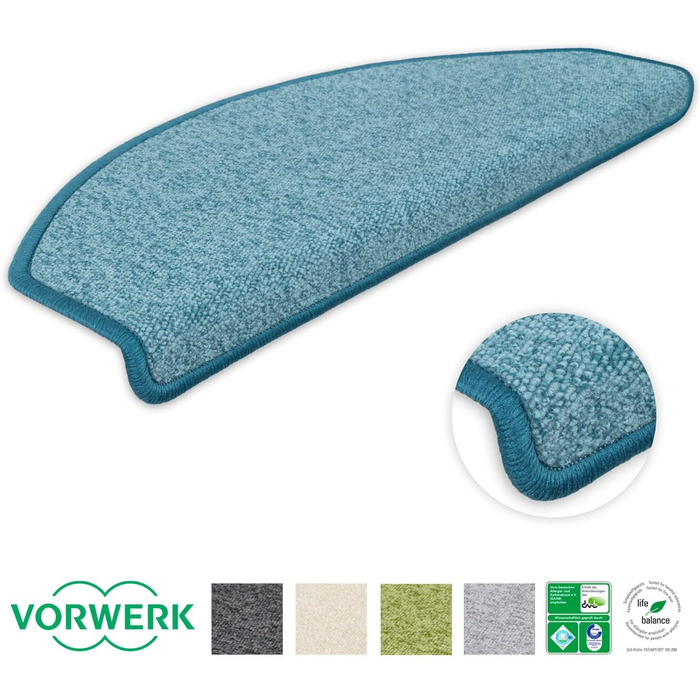 Килимки Metzker для східчастих килимків Vorwerk Durango напівкруглі (22 шт., бірюзовий колір)