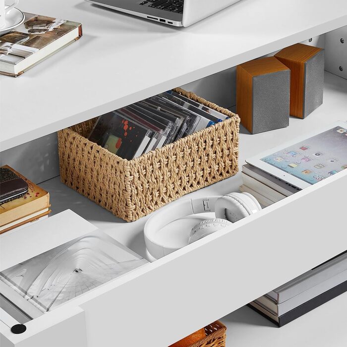 Журнальний столик Yaheetech з регульованою висотою та прихованим місцем для зберігання, дерев'яний, для вітальні та офісу (120 x 59 x (49,5-63,5) см, білий)