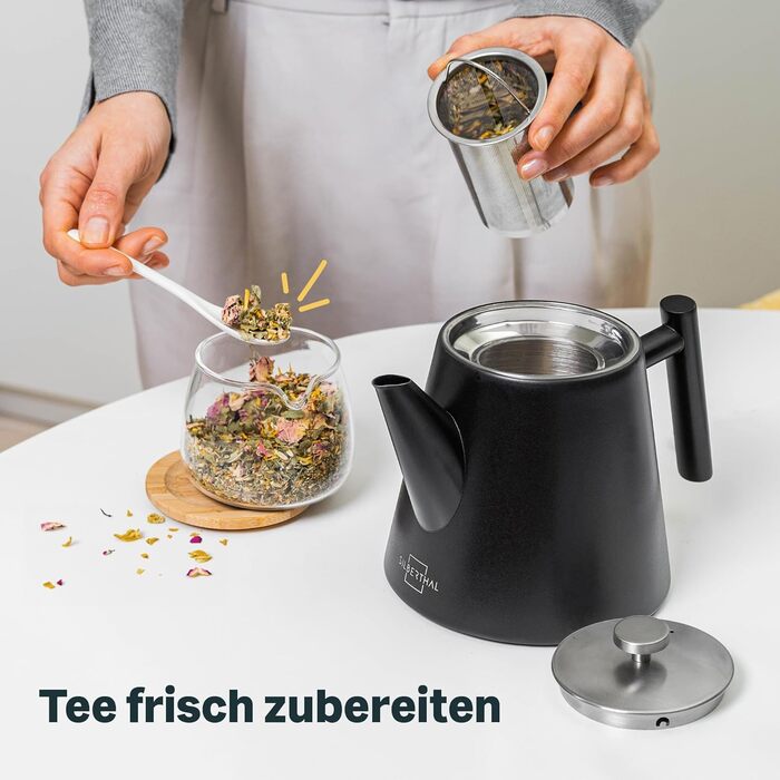 Чайник для заварювання з чайним фільтром 1 л, чорний Silberthal