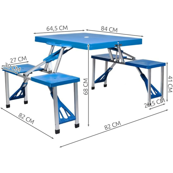 Кемпінговий стіл зі стільцями Набір розкладних столів Складний пружний кемпінговий сад 23239