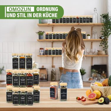 Набір кухонних банок для спецій 24 шт. з етикетками: скляні дозатори 120 мл з ситечком, вологостійкі етикетки, органайзер для спецій у шухляду, чорний