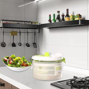Вращатель для салату OLIYA 3 л, пральна машина для овочів, миска для фруктів і овочів, складаний вращатель для салату, набір для сушіння овочів з кришкою для кухонного приладдя, сушарка для салату, невеликий ротор для салату