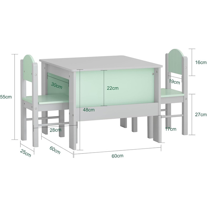Купити KMB88-HG Дитячий стіл зі стільцями, Дитяча група відпочинку, Стіл для малювання дитячий, світло-сірий