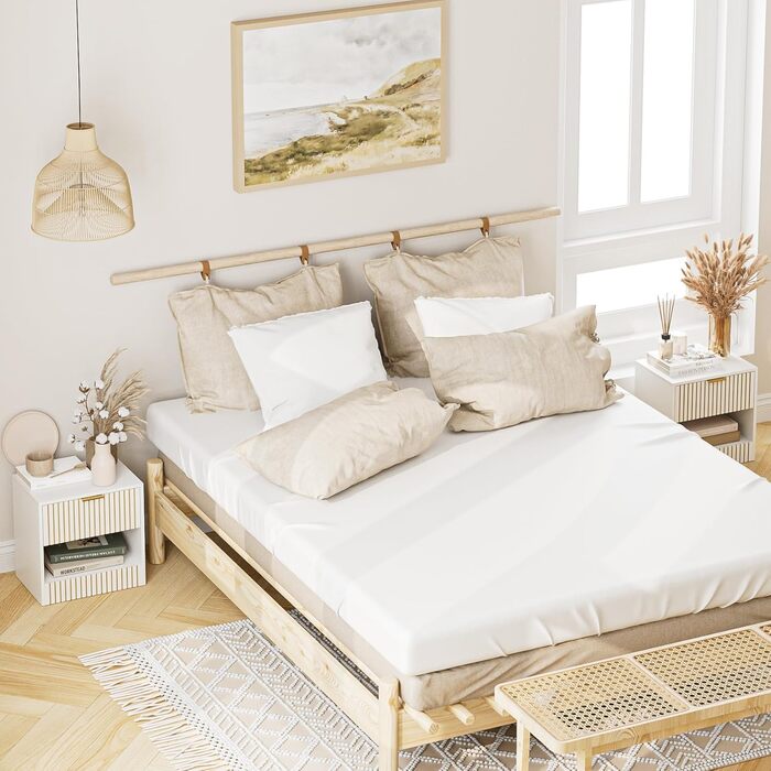 Нічний столик з ящиком, дерев'яний, білий. Сучасний приліжний столик для спальні, вітальні, офісу. 39x39x28 см