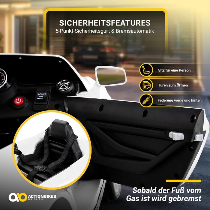 Дитячий електромобіль Mercedes AMG GLA45 з пультом, ліцензійний, білий, електроавто для дітей від 3 років
