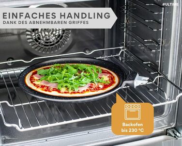 DIVORY Сковорода-гриль 28x28 см з виливом та знімним ручками - сковорода для стейків на індукційній плиті, з антипригарним покриттям, з лопаткою та захистом для сковороди (Чорний, сковорода для крепів 28 см)