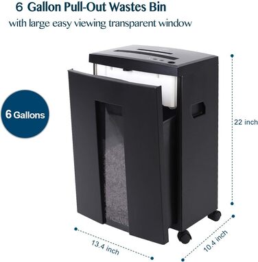 Шредер документів WOLVERINE P5 SD9101, 8-лістковий, супер-мікроріз, для важкого паперу та кредитних карт, тихий, з контейнером 17л (Чорний)