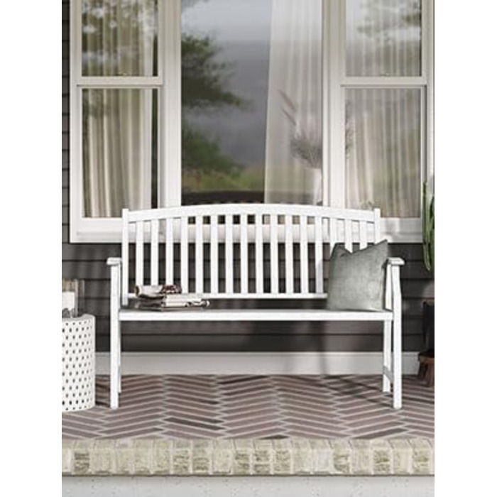 Металева лавка Grand Patio для саду, парку та балкону. Лавка з підлокітниками та спинкою, стиль ретро, міцна сталь та чавун (білий, сучасний)