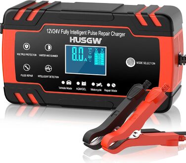 Зарядний пристрій для акумулятора 12V/24V 8A - Інтелектуальний зарядний пристрій для авто, мотоцикла, вантажівки та човна