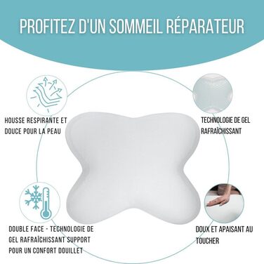 Дитяча подушка Inphysio з Memory Foam - бамбукова тканина, гіпоалергенна - для комфортного сну - ергономічна подушка для шиї - 50 x 30 x 5,5 см (Білий - Pure Schmetterling)