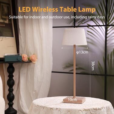 Aigostar LED акумуляторна настільна лампа бездротова, торшер з сенсорним керуванням, 3 режими кольору, IP54 вологозахист, для дому та саду (Світло-коричневий)