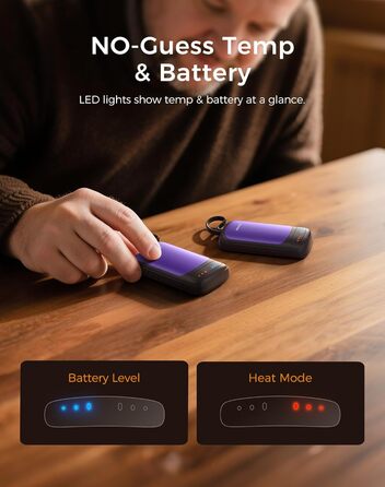 Електричний підігрівач рук OCOOPA UT5 DuoHeat (фіолетовий) - 2 шт., для кемпінгу, полювання, подорожей