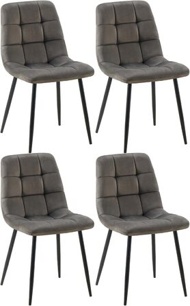 CLP Комплект обідніх стільців 4 шт. з велюру Asti, зручні кухонні стільці з м'яким сидінням, стільці для обідньої кімнати з підлокітниками, витримують до 150 кг, колір: антрацит